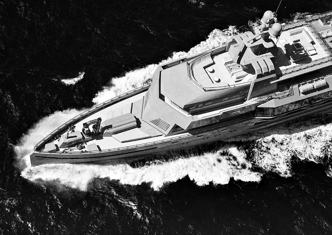 BOLD under way, seen from above