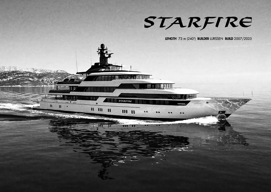 Motor yacht STARFIRE under way on open water